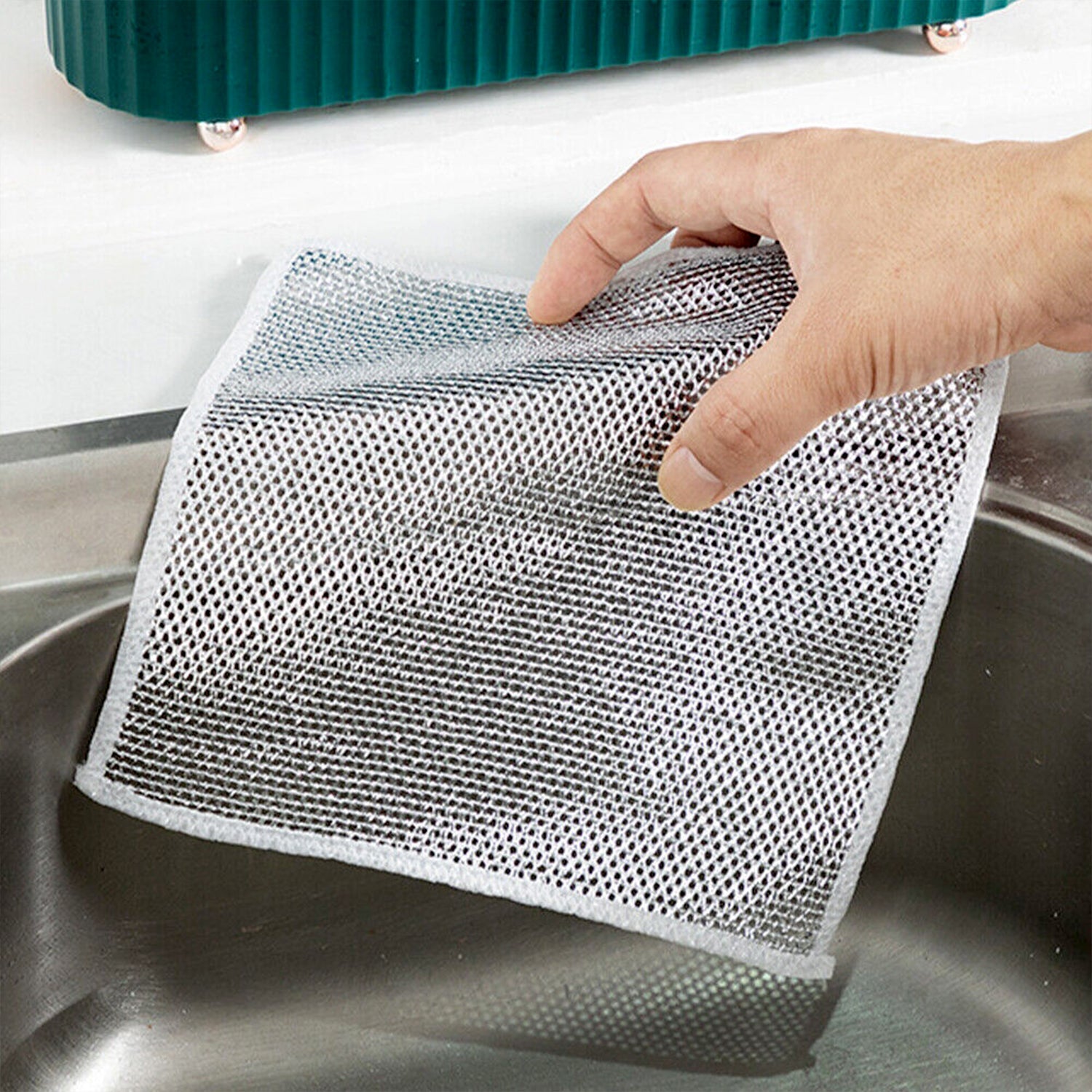 5564 Double-Sided Multipurpose Microfiber Cloths, Stainless Steel Scrubber, Non-Scratch Wire Dishcloth, Durable Kitchen Scrub Cloth (1 Pc / 20x20 Cm) 5564 Double-Sided Multipurpose Microfiber Cloths, Stainless Steel Scrubber, Non-Scratch Wire Dishcloth, Durable Kitchen Scrub Cloth (1 Pc / 20x20 Cm)